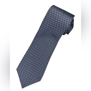 Perry Ellis Portfolio 100% Silk Necktie in Blue and Gray Geometric Design